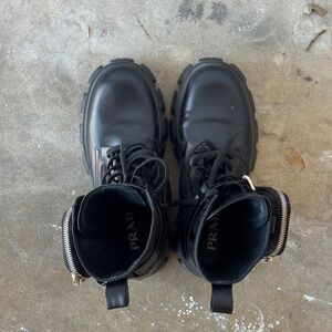 Prada monolith leather boots